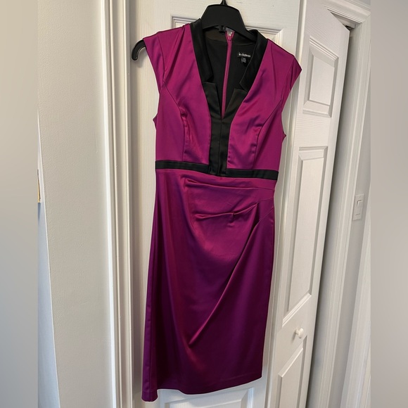 Fuchsia and black satin Le Chateau dress, purchased in 2012 Montreal. - Picture 1 of 3